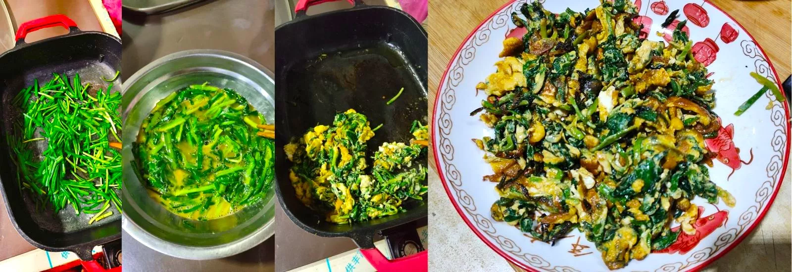 韭菜炒鸡蛋过程图